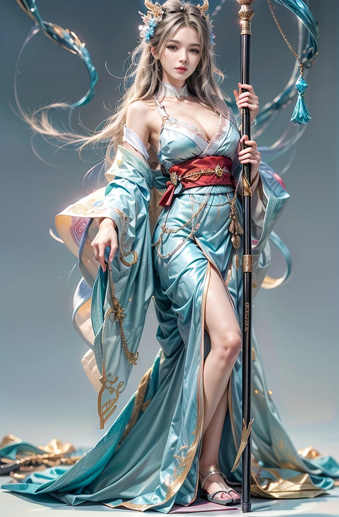 (Photoreal Stick:1.4, masutepiece:1..3, 8K), top-quality, masterpiece, 超A high resolution, Perfect dynamic composition, Professional camera work, Grow Light Effect, Mystical portrait, Cinematic Light, Highly detailed skin and facial texture:1.3, The ultra-detailliert, A detailed eye, (riding a dragon, carry a noble long cane), (myterious:1.3, Fanciful:1.2, tradition:1.2, majestueux:1.2), 1girl in, 25-years old, cute and sexy slim goddess, Fair skin, (Calm:0.9, Totally captivates you:1.0), (japanese kimono:1.3, off shoulders), (voluptuous breasts:0.9), (Backshots), (A beautiful Blue eyes, Eyes that feel beautiful eros:0.85), Sexy face:0.4, (A mouthfeel that feels beautiful eros:0.85), ((Too cute beauty:0.9)), Fantastic background, Eliminate unnecessary hands