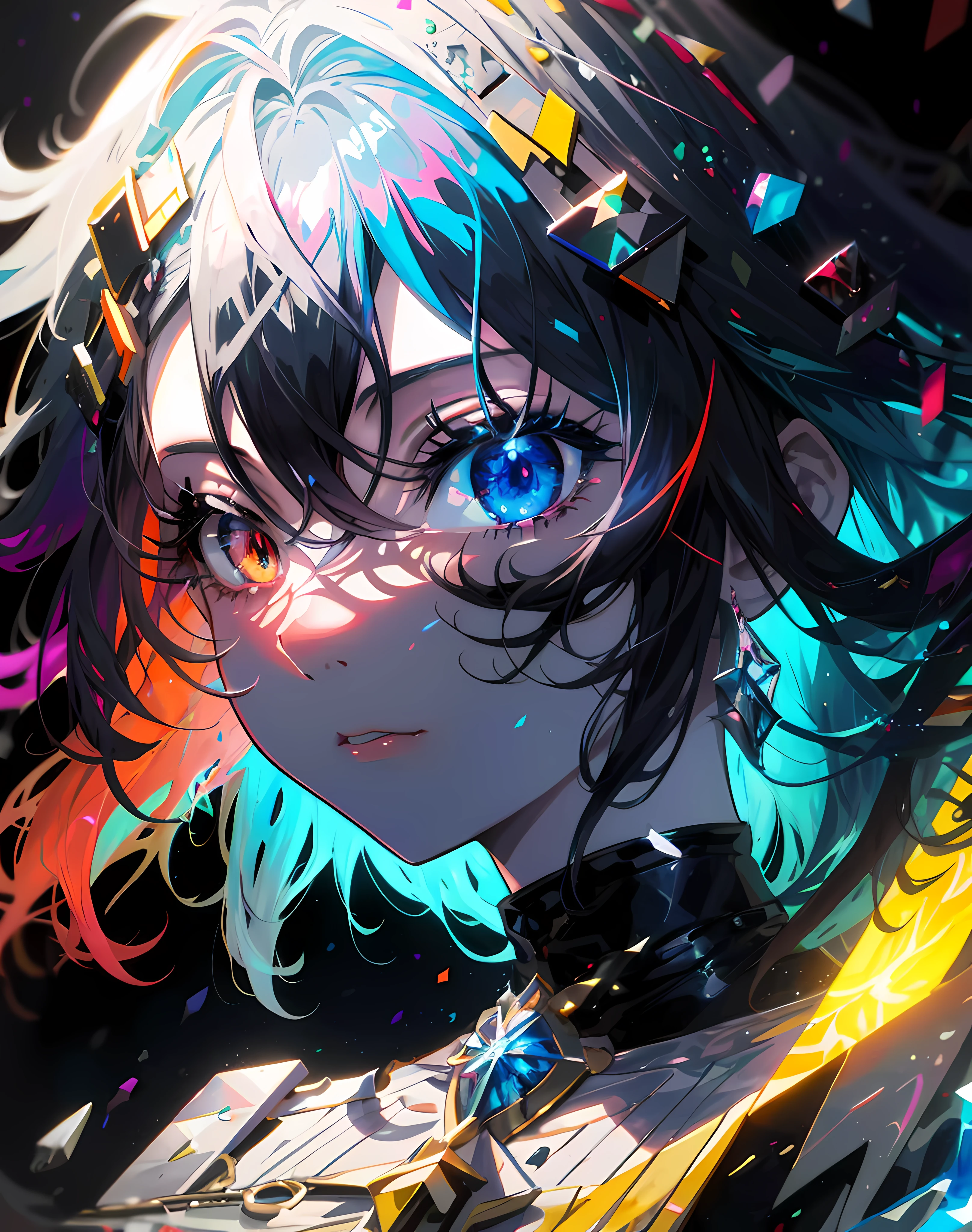 anime girl with long hair and colorful eyes in a black and white photo, anime art wallpaper 4k, anime art wallpaper 4k, best anime 4k konachan wallpaper, anime style 4 k, anime art wallpaper 8 k, 4k anime wallpaper, Anime wallpapers 4k, Anime wallpapers 4k, detailed digital anime art, ultra hd anime wallpaper