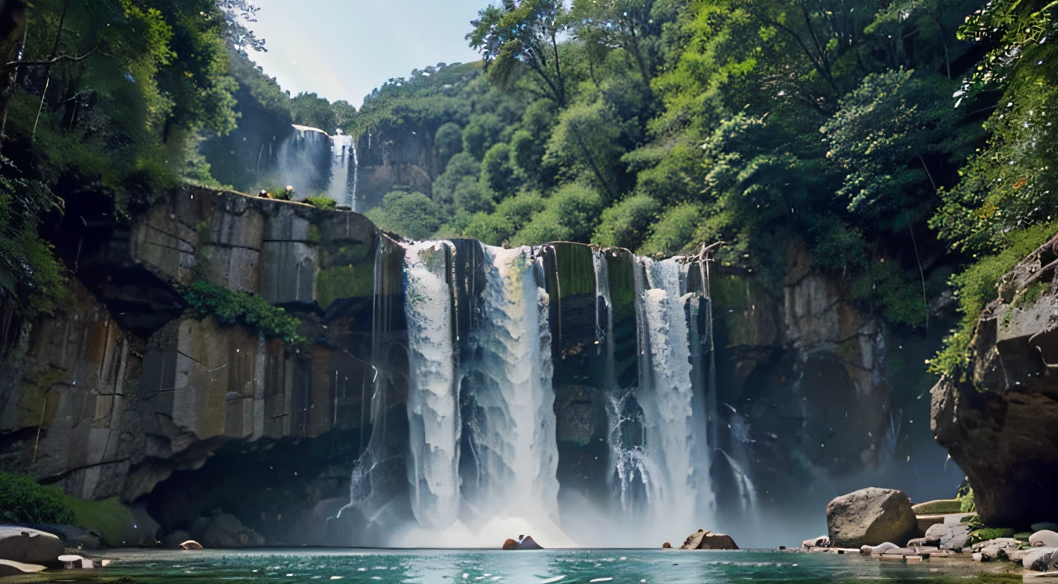 Tucked away in a secluded mountain range, the Symphony of Celestial Falls is a collection of waterfalls that cascade from the heavens. Each waterfall emits a different musical note as it plummets into a crystal-clear pool below. The air is filled with the harmonious sounds of nature's own symphony, and the water is infused with the magic of the cosmos. As the falls cascade, they create prismatic rainbows that dance in the mist, inviting visitors to immerse themselves in the enchanting melody of the celestial waters, where time seems to stand still.