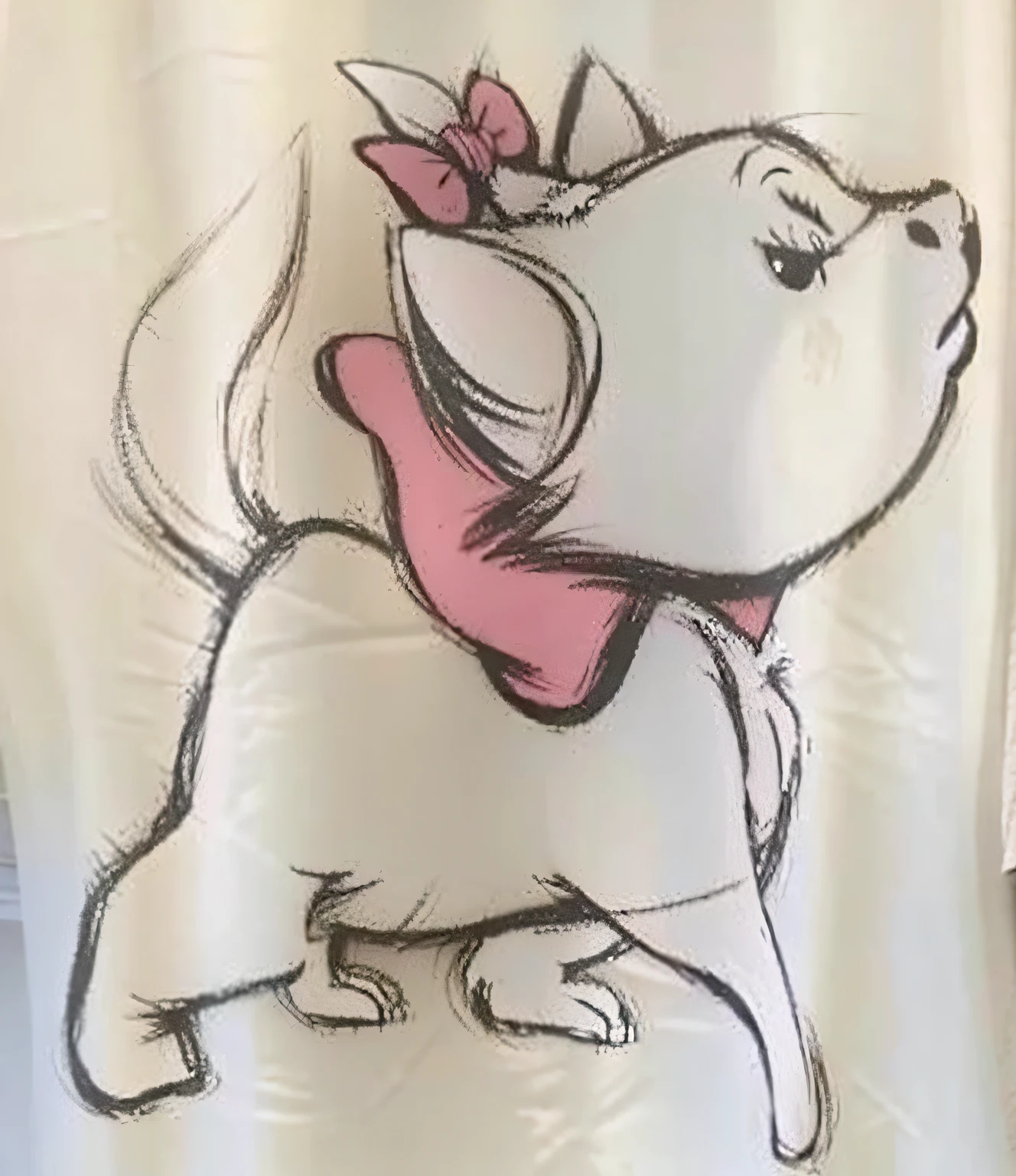 There is a white shirt，oda&#39;a dog drawn on it, vintage disney, Disney characters, style of disney animation, shirt art, Disney 2D traditional animation, Disney character style, author：Tom Varnerstrand, handpainted, Disney!!, by disney, disney artstyle, tee shirt!!, style of disney animation, disney artist, disney's bambi cat