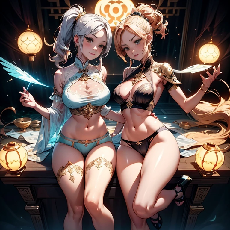 Two girls having close contact, Full body photo of couple, Goddess girl, gorgeous one, splash up, butterflys, Smooth pen and ink, lunar goddess, Whole body diagram, Detailed faces, (the underwear is transparent: 1.8), Golden decoration, precious stones,Royal,solid black background, Oiled, number art, fallopian tube, Full body lesbian, Oriental mandala tattoo, Rich fractals, plata, golds, copper spirit, ancient floating objects, Antique lamps, A sexy pose, Big breasts are beautiful, sexy for, low chest, cleanness, everlasting, Realist, highest details, loong pattern, fenghuang, Sankta,temple, Countless palaces, clouds, Nasturtium, Faraway view, Full body lesbian, light smile, transparent costume, bright, fallopian tube, Cute and cute, filigrees, edge lit, lamplight, exceedingly , magical, hyper realisitc, like a dream, number art, Antique lamps, ancient floating objects, Perfect masterpiece, Best quality, Perfect illustration, 8K, Observe the audience, cana, number art, Flat drawing, Colorful illustration, Shiny, splash, Smooth pen and ink, Complete two female bodies, body dynamic movement, crotch chuck, fluids, 3d fractal, 8 head body, lean legs, Natural sagging, (big chest and thin waist: 1.6), high-heels, Elegant, Complete body, Glow skin, with shiny silver hair, including legs and feet, Slim abs: 1.3, The bones are straight, Decorative style, Sports and toned body, dermis, Hardly any clothes, Lop, Octagon rendering, extremly high detail, Polished, realistically, Focus sharp, character design, unreal-engine, a 3D render, Volumetriclighting, rethink, smooth private parts, The cleavage protrudes, Digital illustration, Full body photo, Anatomically correct, hip is cocked, sexually arousing, sexual expressio, Hazy beauty, Camel toes, Short hair details, high ponytails, Award-Awarded, Big breasts that expose the, drenched all over the body,Raised sexy,Extremely beautiful facial features, putting makeup on,Willow waist,Colored inner hair,hip is cocked, Accurate eye description, BDSM,