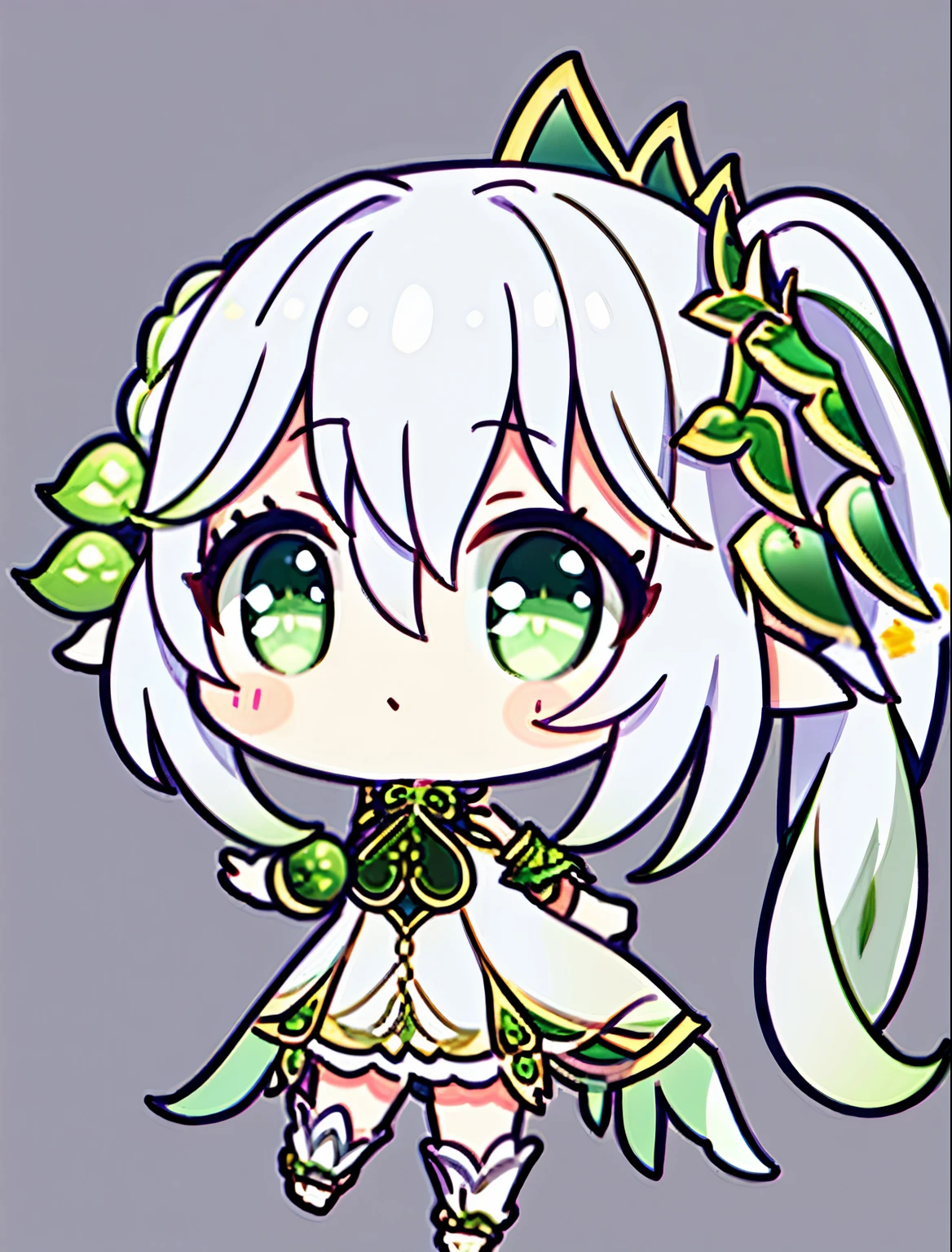 Nahidadef, chibi, full - body, whitebackground, SolidBackground,  Background, High Details, UHD