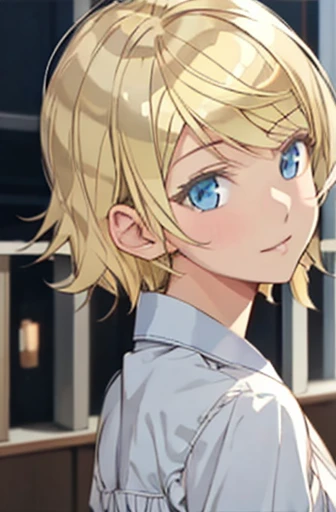 masterpiece, best quality, sketch, 1girl, solo, female focus, looking at viewer, , depth of field, , realistic, chika_shinmoto, blonde hair, blue eyes, , The Shattering Isles,