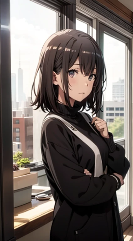 girl with、by the window、half up