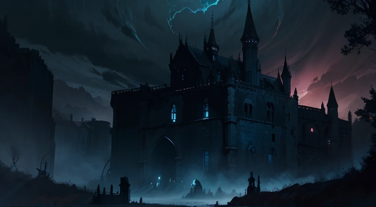 A dark and foreboding fantasy landscape, featuring a haunted and abandoned castle, with twisting vines, ghostly apparitions, and a foreboding atmosphere that creates a sense of mystery and intrigue, artstation, digital illustration, highly detailed, trending, dark colors