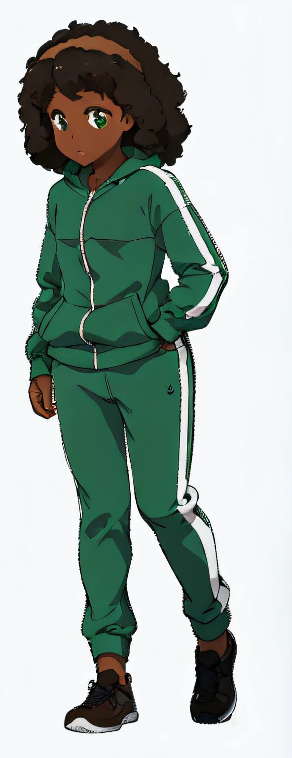 garota morena de moleton verde, brown sneakers,