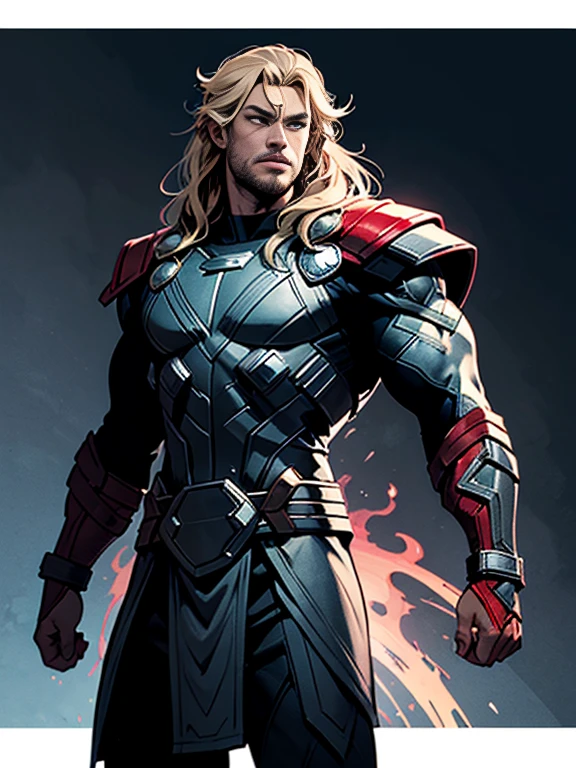 mid-shot, (cel-shading style:1.3), Centered image, Super detailed illustration of Marvel's Thor, Posing, (Tetradic color), Ink puncture, (sloping:1.1), strong contours, Art by Alphonse Mucha, Trace in bold, no-frame, High contrast, (Cell shade:1.1), vector, 32K resolution, Best Quality, flat-colors, Flat light (Chris Hemsworth(Thor)).