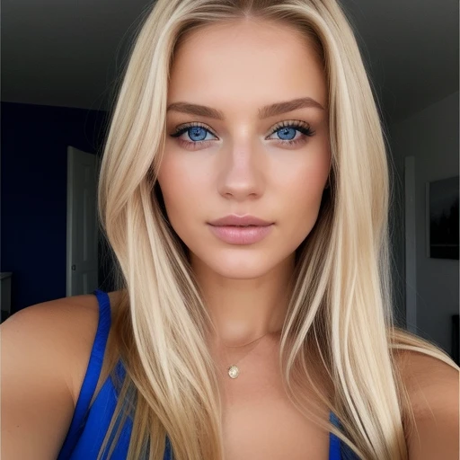 blonde woman with blue eyes, seductive stare, selfie, at home without makeup, dark room, at night, Lara Stein, Alexandra Waliszewska, schulterlanges blondes Haar, Most beautiful woman in the world, beautiful look, Perfektes Detail, Victoria's Secret-Modell, blonde haare blaue augen, keine Nahaufnahme, blonde Haare und blaue Augen, lange blonde Haare und blaue Augen, ohne Augenbrauen, swedish girl