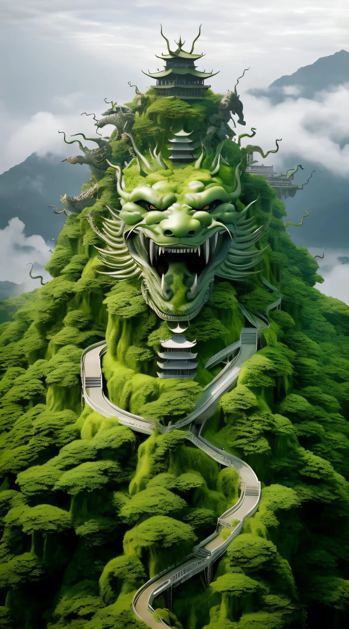 French and German dragon images&#39;Head on a mountain with a road, Green Dragon, Plant Dragon Robot, massive green dragon!!!, majestic japanese dragon, Detailed digital 3D art, chinese dragon concept art, Stunning wallpapers, Extremely detailed digital art, smooth chinese dragon, stunning digital art, Dragon Art, ultra detailed Digital art, Great digital art with details