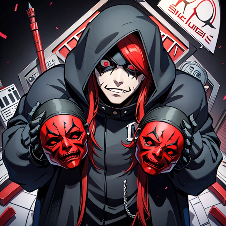 Make a mix between The Anonymous mask and Joey Jordison's Slipknot mask.