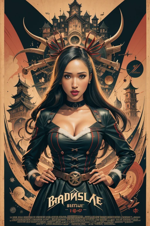 (masutepiece, Best Quality), Candice Patton、8K Wallpaper, Highly detailed, poster for, krampus, vintage horror, 1940's, christmas horror thriller movie poster, Bauhaus, shapes, lines, Abstract, propaganda, Gothic, Cinematic poster, Vintage,