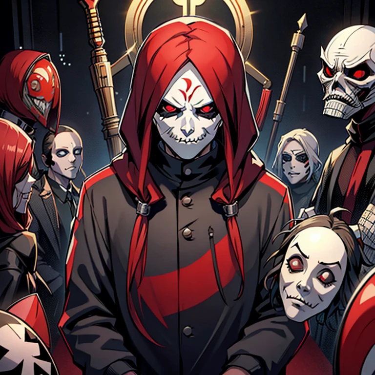 Make a mix between The Anonymous mask and Joey Jordison's Slipknot mask.