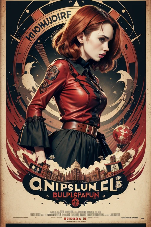 (masutepiece, Best Quality), Karen Gillan、8K Wallpaper, Highly detailed, poster for, krampus, vintage horror, 1940's, christmas horror thriller movie poster, Bauhaus, shapes, lines, Abstract, propaganda, Gothic, Cinematic poster, Vintage,