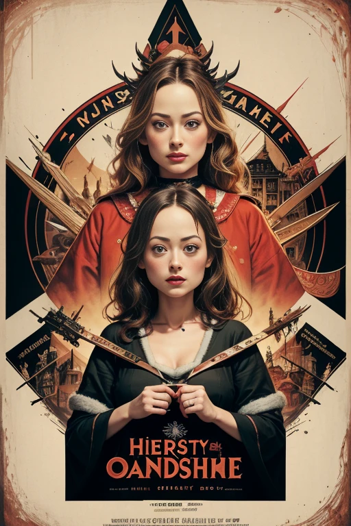 (masutepiece, Best Quality), Olivia Wilde、8K Wallpaper, Highly detailed, poster for, krampus, vintage horror, 1940's, christmas horror thriller movie poster, Bauhaus, shapes, lines, Abstract, propaganda, Gothic, Cinematic poster, Vintage,