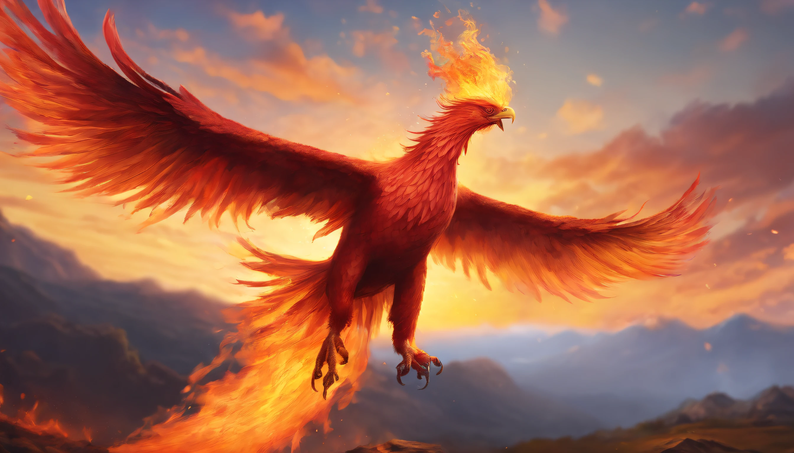 Fire Phoenix,volcanoes,fire-breathing,Flying