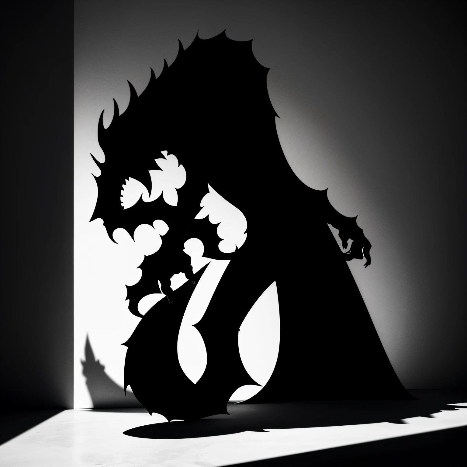 Vectorial art, black and white, shadow, cool monster