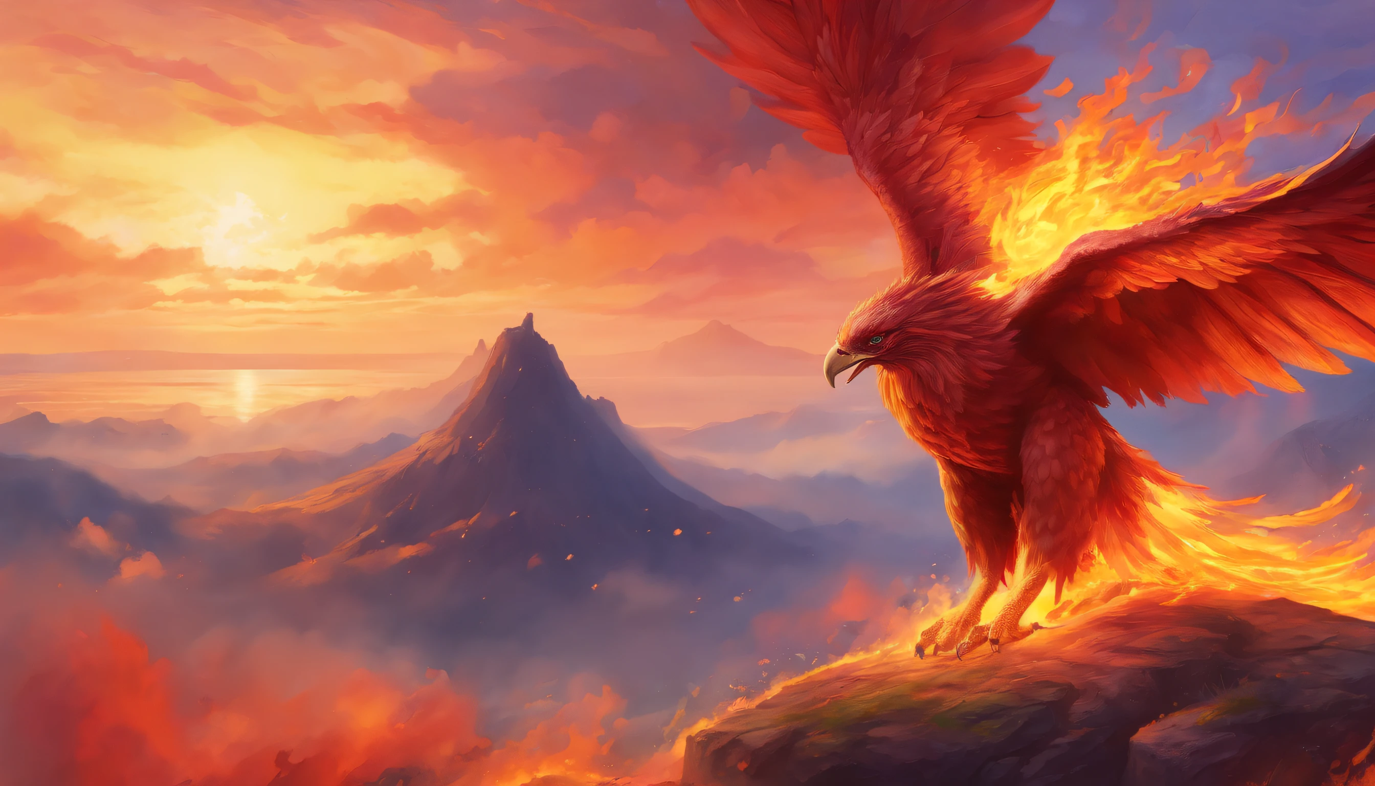 Fire Phoenix,volcanoes,fire-breathing,Flying