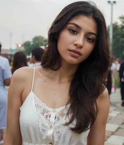 (Best quality, Ultra-detailed, Masterpiece:1.5), Photorealistic photograph of a beautiful pakistani woman. The woman should have a flawless, highly detailed face (Highly Detailed Skin) with soft, luminous skin. Her long hair should be naturally brown and stylishly arranged. (Perfect Eyes:1.2). The photography should feature high-quality film grain (ISO 400, 30mm lens RAW f1.8 aperture.