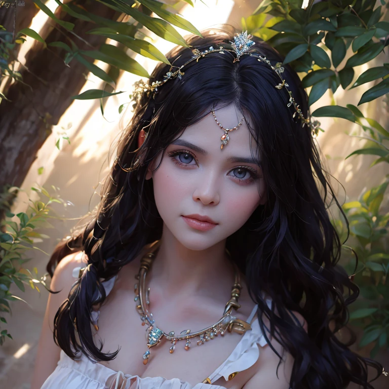 melhor qualidade de imagem, Masterpiece level, Ultra high resolution, realismo, Tema Fantasia, Head Close-up, a girl, only one, espalhar, Interior, perspectiva em primeira pessoa, Phoenix Headdress, vestido floral, Get detailed interior lighting and cinematic backlighting, Aumente a luz ambiente geral detalhada, Detalhe do rosto e dos olhos, Melhore o realismo dos detalhes do rosto, clear sharp focus, Mordedura na boca, olhos brilhantes, fundo simples, Sony Lente Master. (no hands)