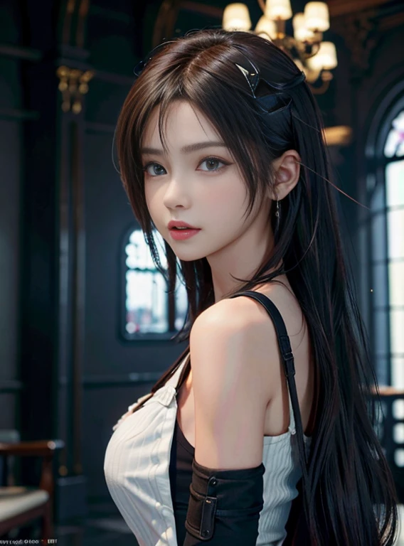 nffsw7,Tifa、1girl in、ultra res、、Super beautiful、beautiful expression、Beautiful face、Extremely detailed、Delicate、Cool eyes、enticing、 Lady、⦅Facing forward⦆