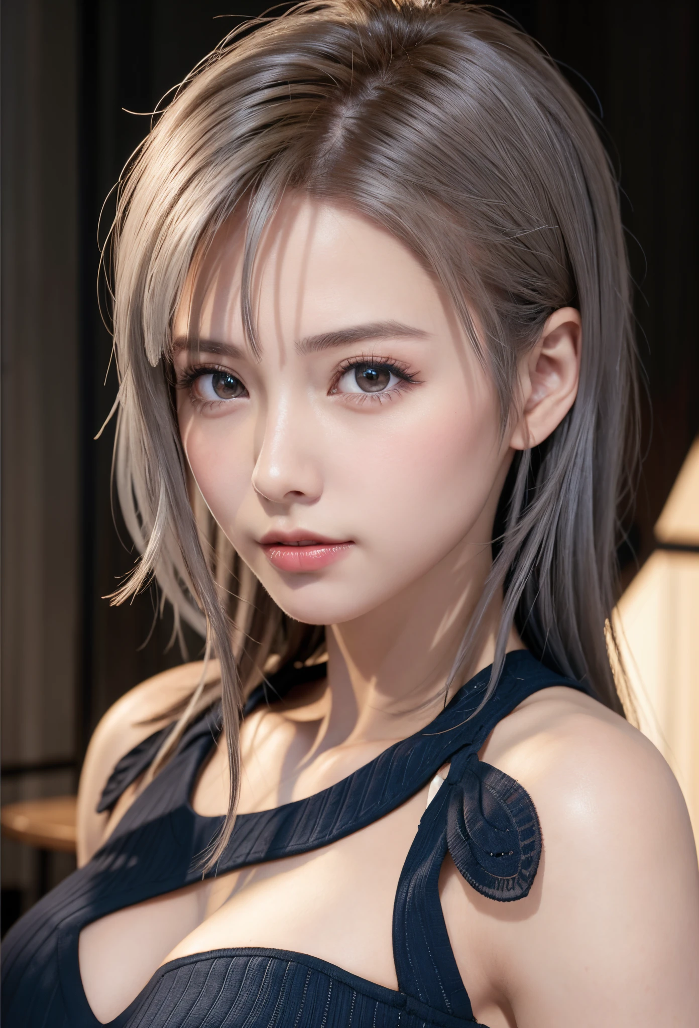 (8K, Photorealistic, Raw photo, of the highest quality: 1.3), (1girl in), Super beautiful, (Realistic face), (boyish, Silver Color Berry Shorthair), Beautiful , Glare that captivates the viewer, Beautiful expression, Beautiful breasts, (Realistic skin), Be...