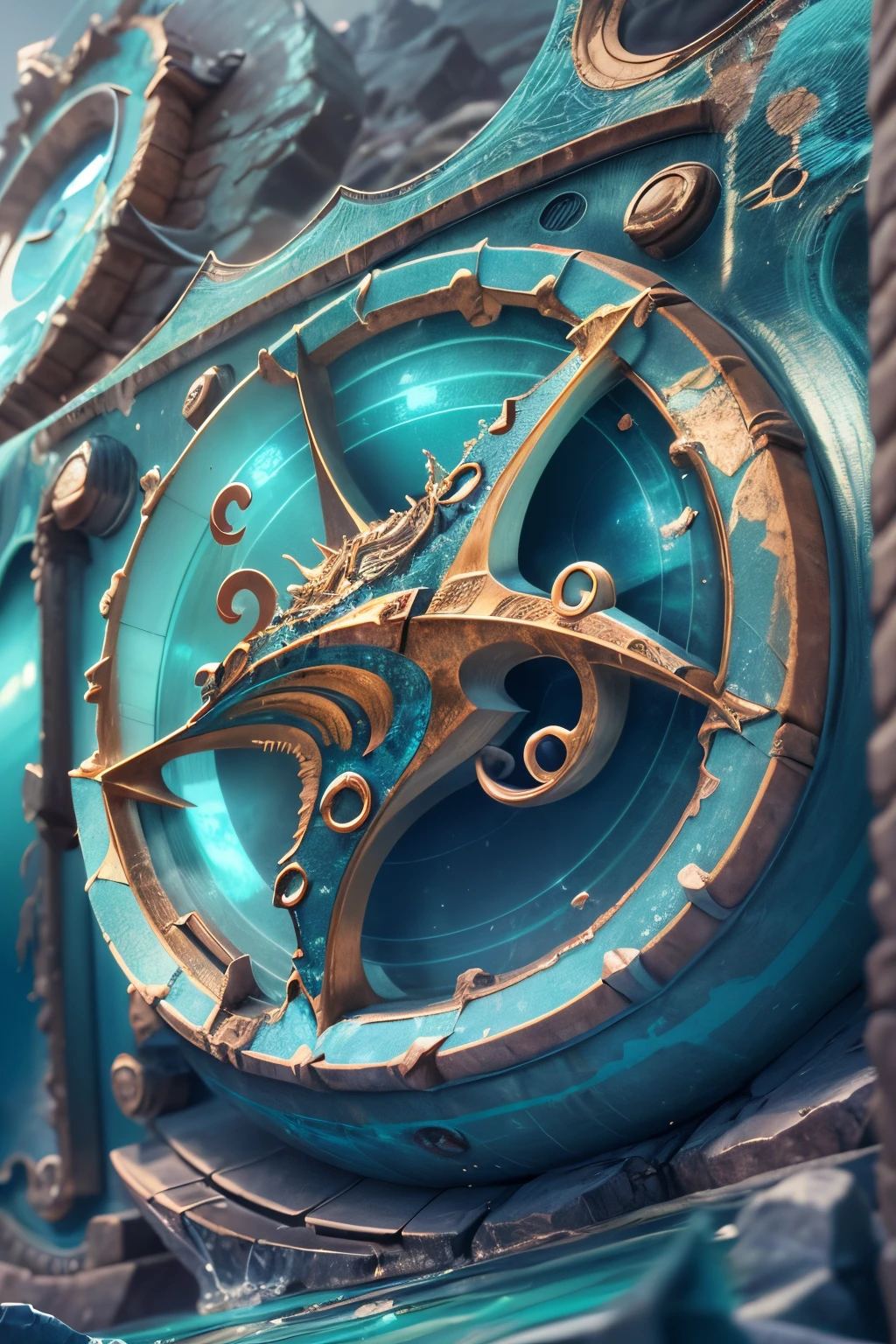 ((SeaArt logo)) !Highest quality! Masterpiece! High-quality logo. 3D visualization. Unreal Engine. The highest quality, details, textures, materials, and clear forms (smooth glass, synthetic material, artificial stone, plastic, metal). Blue radiance from the depths of the forms, Seaart Logo!, 3D logo. One item. Front camera view, perspective