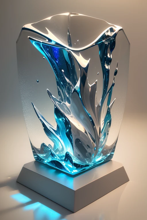 ((SeaArt logo)) !Highest quality! Masterpiece! High-quality logo. 3D visualization. Unreal Engine. The highest quality, details, textures, materials, and clear forms (smooth glass, synthetic material, artificial stone, plastic, metal). Blue radiance from the depths of the forms, Seaart Logo!, 3D logo. One . Front camera view, perspective