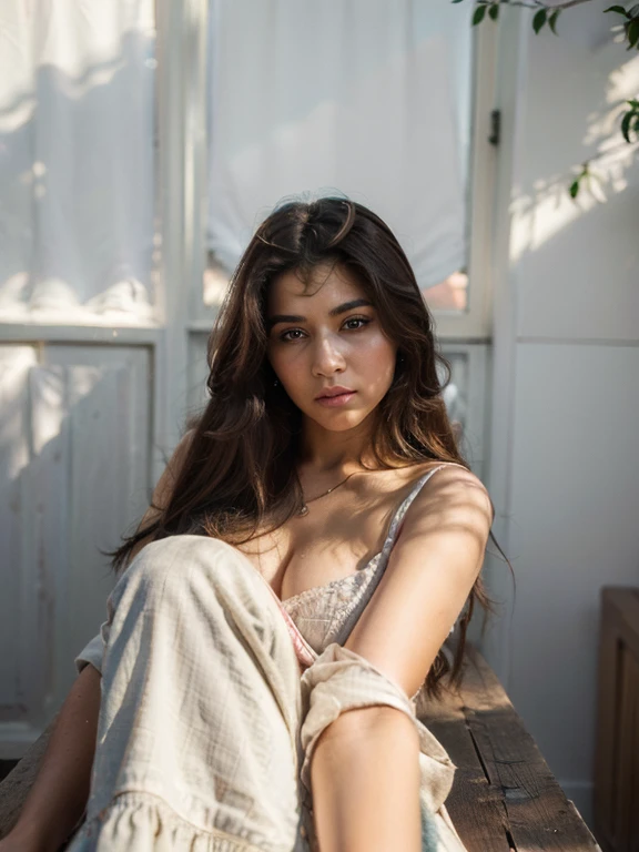 (Best quality, Ultra-detailed, Masterpiece:1.5), Photorealistic photograph of a beautiful pakistani woman. The woman should have a flawless, highly detailed face (Highly Detailed Skin) with soft, luminous skin. Her long hair should be naturally brown and stylishly arranged. (Perfect Eyes:1.2). The photography should feature high-quality film grain (ISO 400, 30mm lens RAW f1.8 aperture. The woman should be dressed modestly.