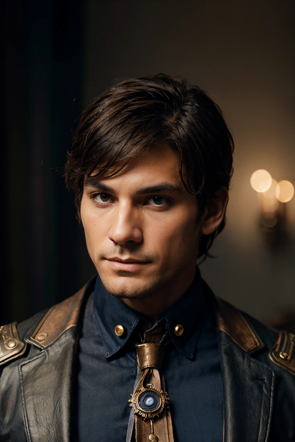 steampunk man dark blue gold brown fummee mystere