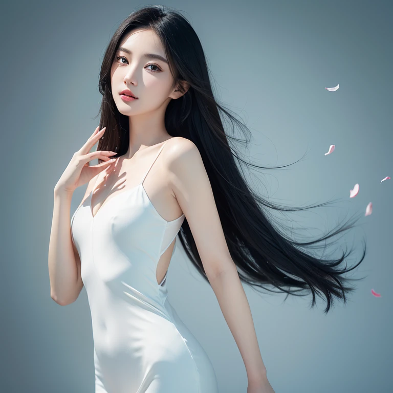 she looks so charming,It is impossible to look away。She has long black and shiny hair,Soft and full of life。Every strand of hair seems to have been passed by the gentle sunshine,It exudes a faint fragrance。Her bright and piercing eyes are like two crystal clear gems,Shining with wisdom and passion。The eyebrows are slender and elegant,Gently provoke,Show her confidence and charisma。Her skin is fair and delicaike snow-white jade porcelain,Not a single flaw。slightly upturned,Like blooming rose petals,And touching。Her facial features are exquisite and beautiful,The face is well defined,Show dignity and elegance。Slender figure with smooth and graceful lines,Reveals health and vitality。Her elegant posture and calm pace,Make her the most dazzling presence in the crowd。She is so beautiful,As if a fairy from a fairy tale has descended into the world。