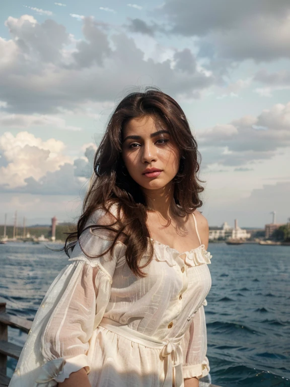 (Best quality, Ultra-detailed, Masterpiece:1.5), Photorealistic photograph of a beautiful pakistani woman. The woman should have a flawless, highly detailed face (Highly Detailed Skin) with soft, luminous skin. Her long hair should be naturally brown and stylishly arranged. (Perfect Eyes:1.2). The photography should feature high-quality film grain (ISO 400, 30mm lens RAW f1.8 aperture. The woman should be dressed modestly.