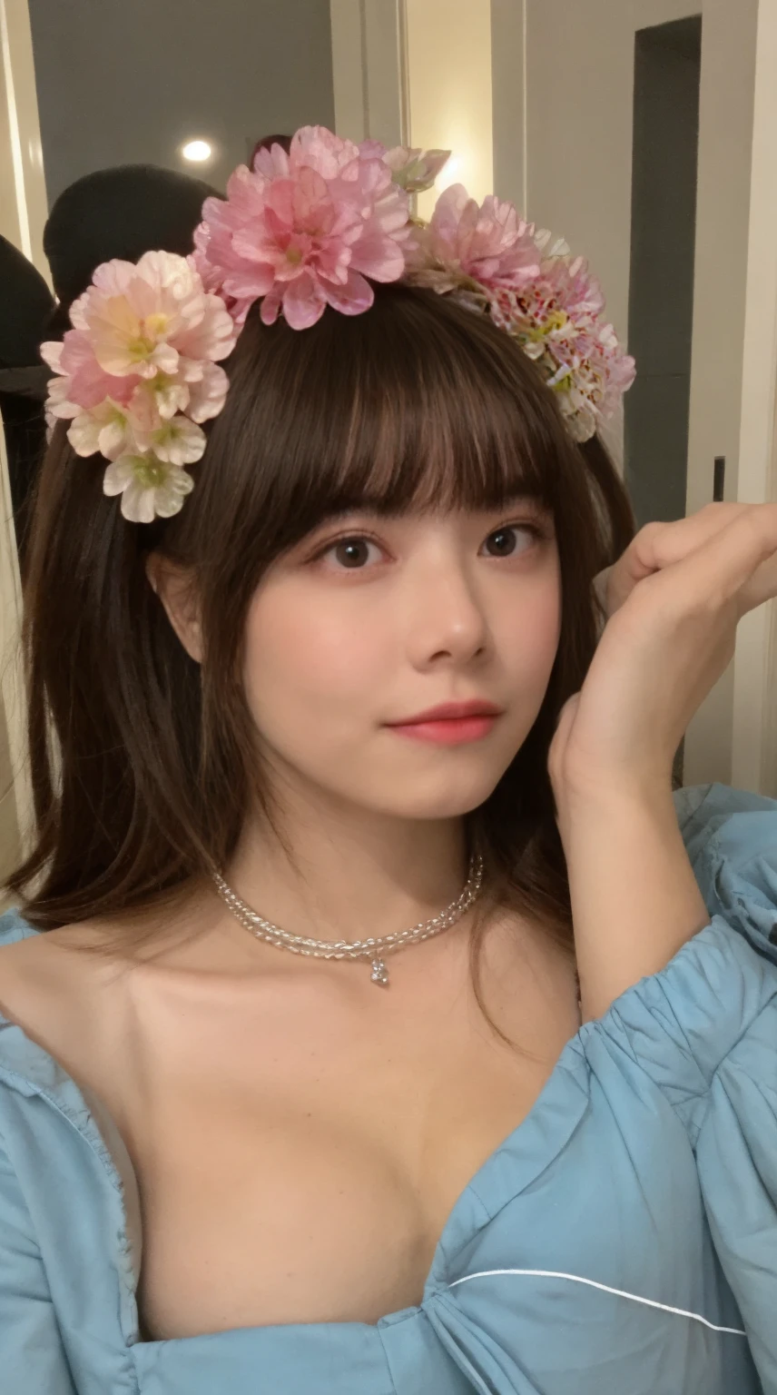 1girl in, (masutepiece, Realistic, of the highest quality, Shiny skin, , Cute Girl: 1.4, Details), Young beautiful Japanese woman in uniform, Lean forward, Look up and look happy, and look at the audience.