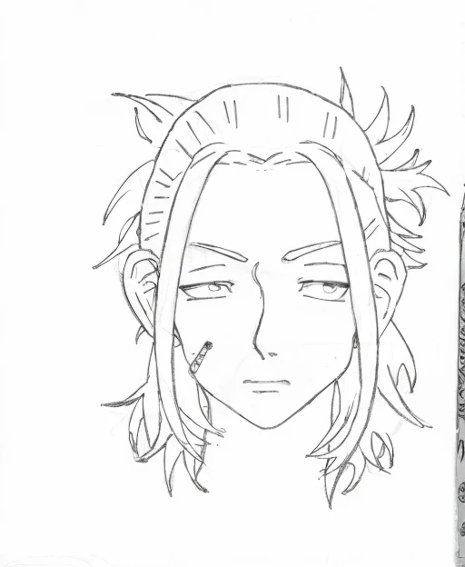 Drawing of a male with long hair and a crown on her head, Seinen manga image, Perfect calligraphic art, Johann Lippert mixed with Alokard, lineart, Sharp Lennart, Kentaro Miura Manga Style, lineart, penmanship!!, Manga style by Kentaro Miura, anime tribal boy with long hair