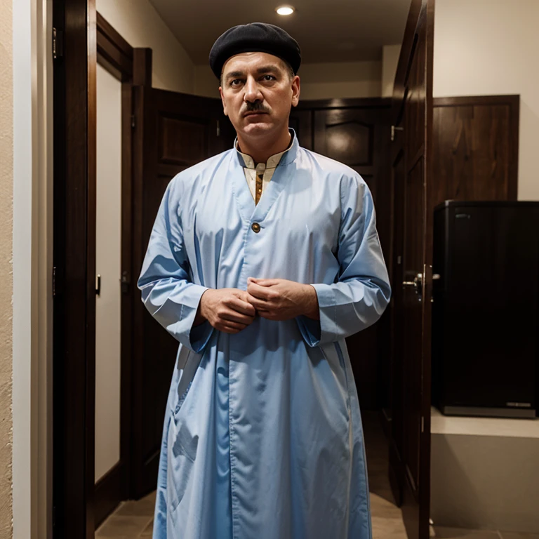 The german dictator adolf hitler in a muslim outfit, wearing authentic islamic cultural dress