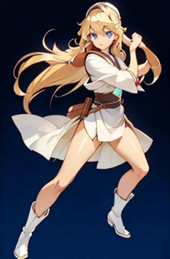 obi-wan as a blond girl, long hair, sexy pose