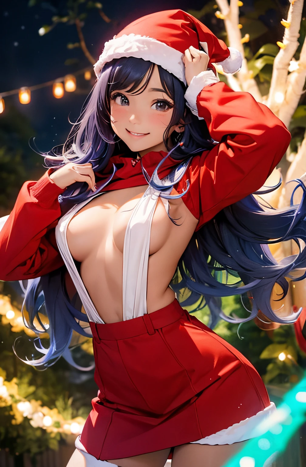 high-level image quality、Cute and beautiful、Smiling smile、My cheeks are red and I'm shy、A beautiful woman standing in the dark、Beautiful breasts、erectile nipple、Show off your、Hide the sperm flowing out of your pussy with your hands、full bodyesbian、pantyshot、Christmas Lights