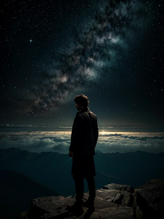 Man at edge of creation of the universe