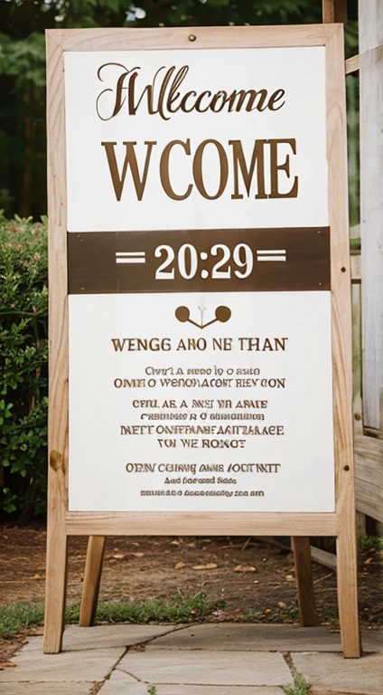 Realistic welcome sign for wedding