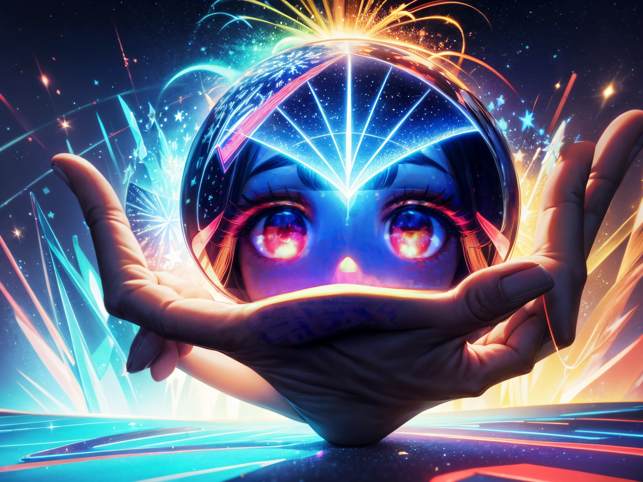 Imagine a futuristic 4th of July celebration with holographic displays and fractal projections, symbolizing the technological revolution intertwined with the spirit of freedom. enormous tits