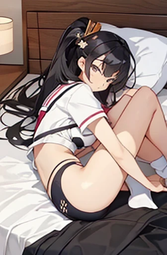 sexy samurai girl, ((shows underwear)), (long black hair)