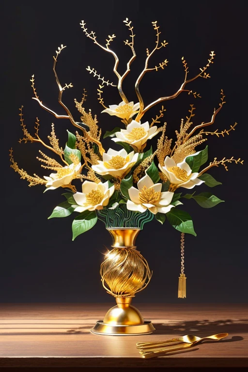 Make crafts with twisted gold wire，gold flowers，Iron flower，Silver flower，metal branches，Elaborately crafted，Perfect craftsmanship