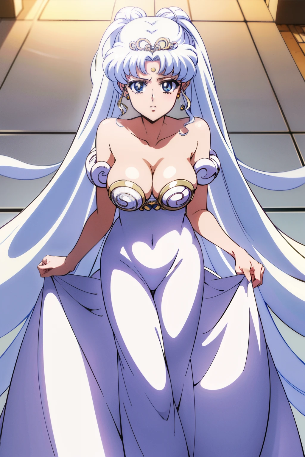 SMU Sagitsukino, Big, Standing, Solo, Masterpiece, Best Quality, Detailed face, Detailed Eyes, high resolucion, Masterpiece, Best Quality, Detailed face, Detailed Eyes, high resolucion, SMPrincessCostume,Serenity,Princess Serenity,Neo Queen Serenity,pectorals,Big,Huge,Plump breasts