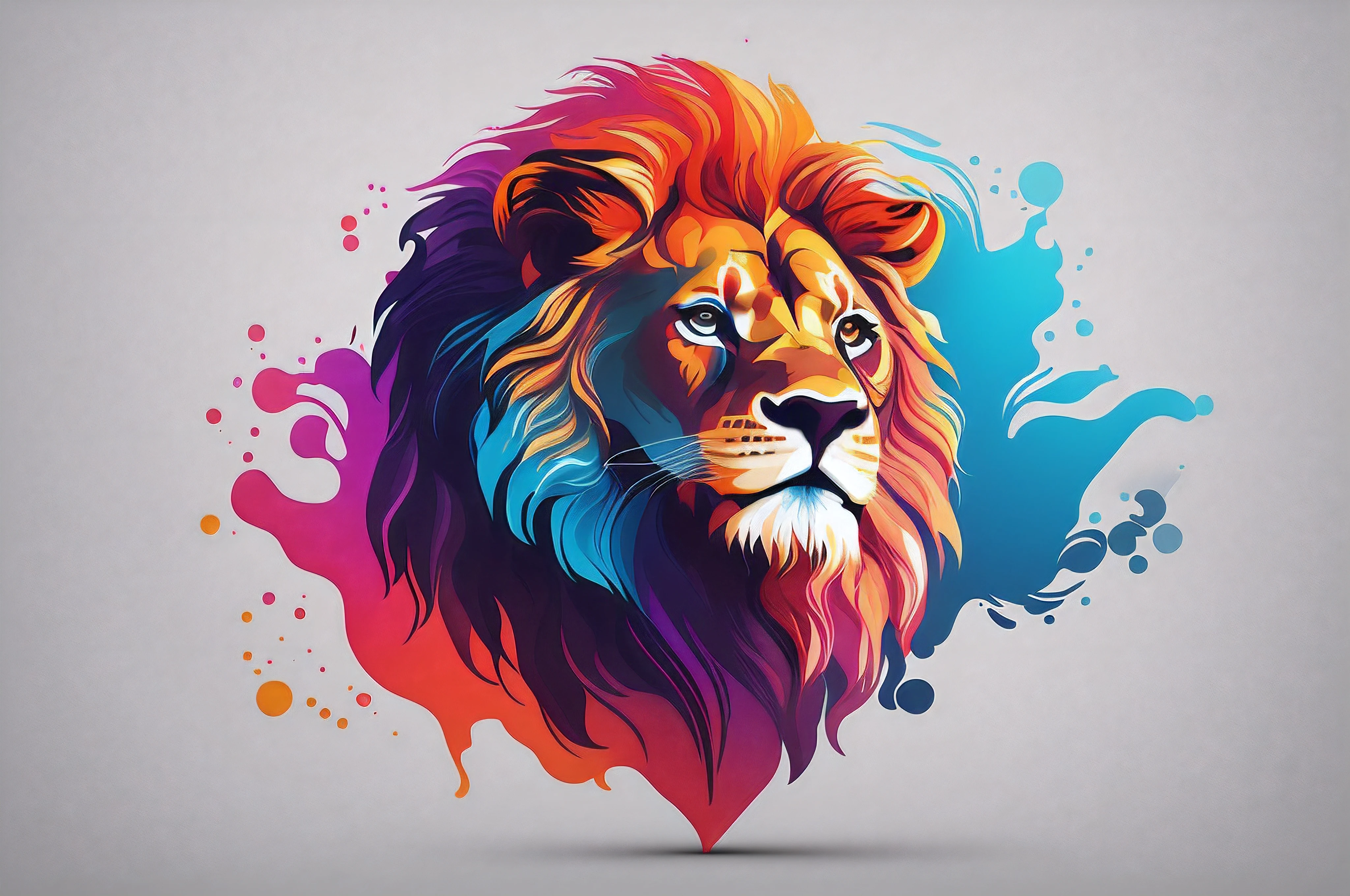 a close up of a lion's head with a splash of paint, lion head, beautiful art uhd 4 k, multicolored vector art, art of alessandro pautasso, stunning artwork, beautiful digital artwork, strong and vibrant colors, third lion head, gorgeous digital art, best on adobe stock, digital art animal photo, amazing art