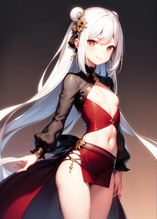 tmasterpiece, Best quality at best, It's a perfect face, Perfect brown eyes and white sclera, nahida, Alone, 1 Sister, , White hair, , , ssmile, Wide hips, immensity, ,Split end, ,Navel, dual horsetail, Sash, music sheets:safe