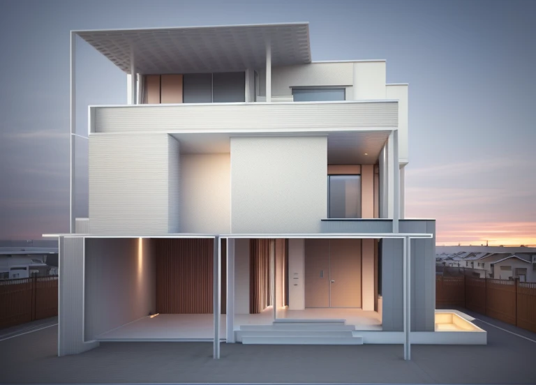 a rendering of a house with a balcony and a balcony, sketch - up, detail render, concept house, rendered 3d model, detailed rendering, modeled in 3 d, front-view, architectural concept, conceptual, 3 d rendering, 3d rendering, 3d rendered, 3 d rendered, elevation view, 3/4 view realistic