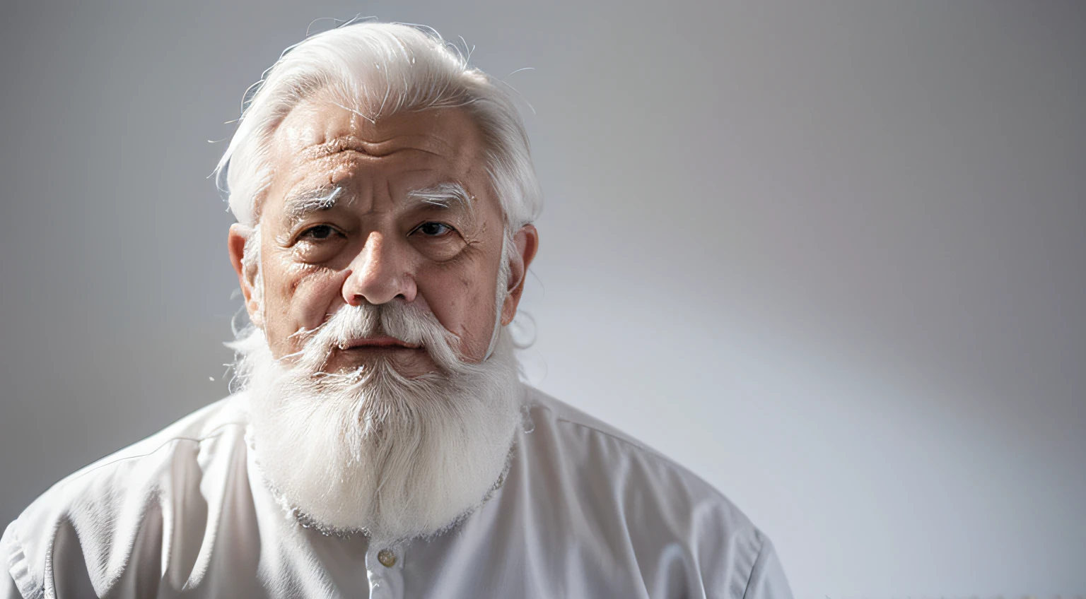 tmasterpiece, Best quality at best, Faraway view，70 years old，Old man with wrinkles on his face, Absolutely positive, intense white hair, white mustache，actual, the workplace， high high quality, upper part of body，Bust photo，street frontage, Global light, with a pure white background