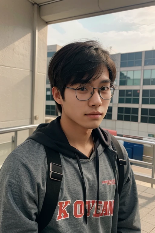 Make me a 21 year old male college student with glasses who is Korean and attending college. He is my boyfriend.