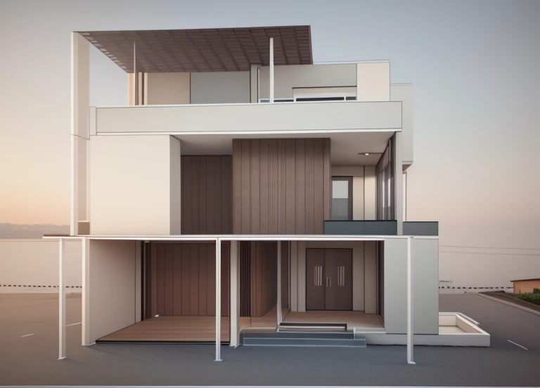 a rendering of a house with a balcony and a balcony, sketch - up, detail render, concept house, rendered 3d model, detailed rendering, modeled in 3 d, front-view, architectural concept, conceptual, 3 d rendering, 3d rendering, elevation view, 3 d rendered, side-view. highly detailed, 3d rendered, 3/4 view realistic