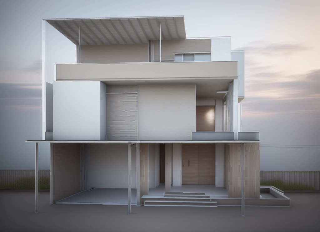 a rendering of a house with a balcony and a balcony, sketch - up, detail render, concept house, rendered 3d model, detailed rendering, modeled in 3 d, front-view, architectural concept, conceptual, 3 d rendering, 3d rendering, elevation view, 3 d rendered, 3d rendered, 3/4 view realistic