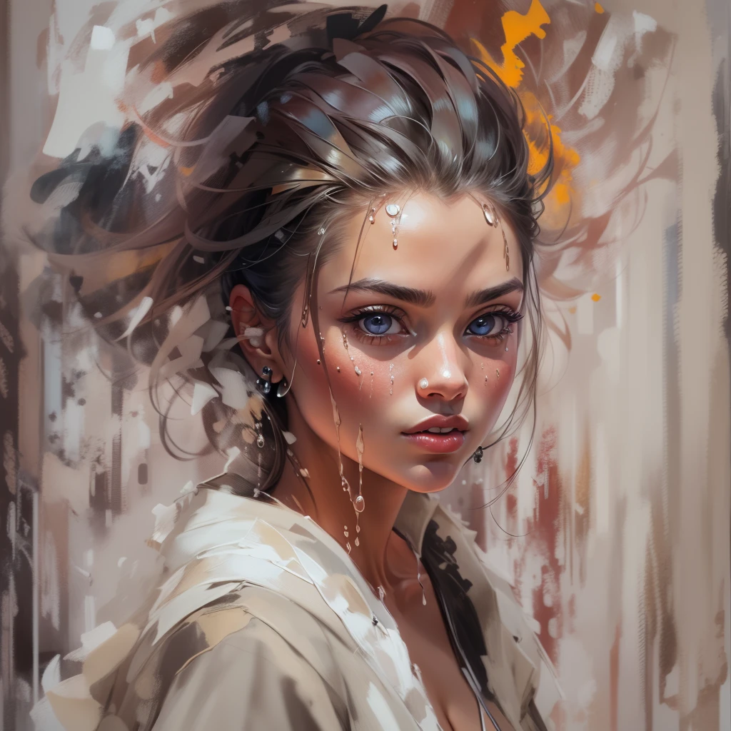 OilPaintStyle, Strong oil brush strokeashionab. tmasterpiece, s the perfect face, perfect  eyes, beautiful , oil painted, whack, paint drips